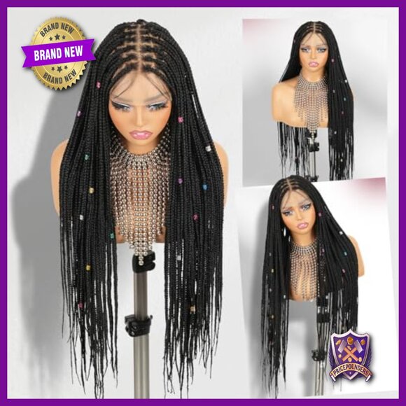 Full Lace Knotless Braided Wig 34Inch Synthetic Hair with Baby Hair main image 5